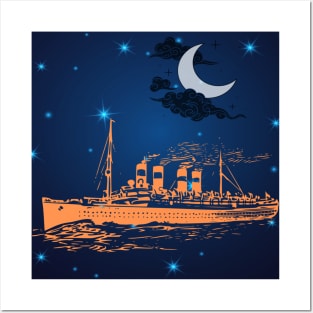 The titanic under d night sky Posters and Art